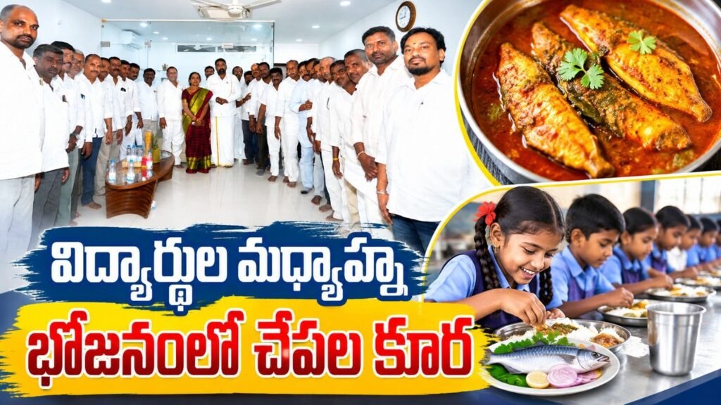 విద్యార్థుల మధ్యాహ్న భోజనంలో చేపల కూర… ?