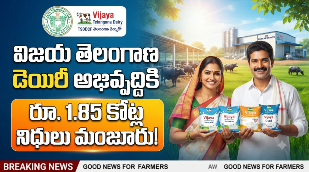 విజయ తెలంగాణ వరంగల్ డెయిరీ అభివృద్ధికి రూ.1.85 కోట్ల నిధులు మంజూరు